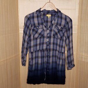 Vera Wang Princess Blue Plaid Ombre Dress Small